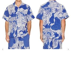 OAS Blue and White Casual Button Down Shirt